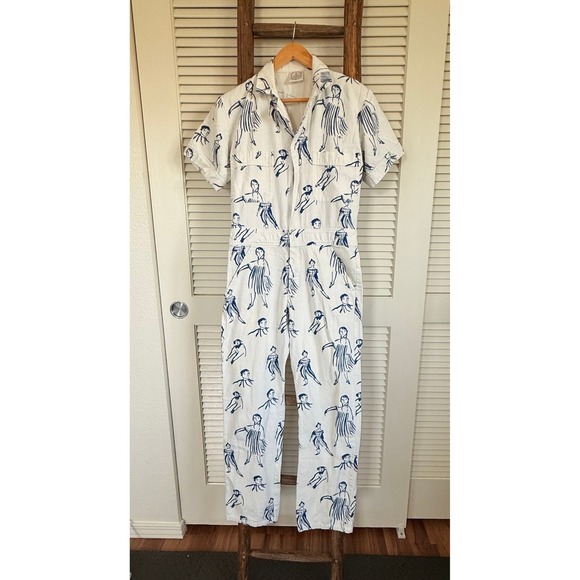 My Little Belleville Jumpsuit S Short Sleeve Button Up Woman Graphic - Picture 2 of 4